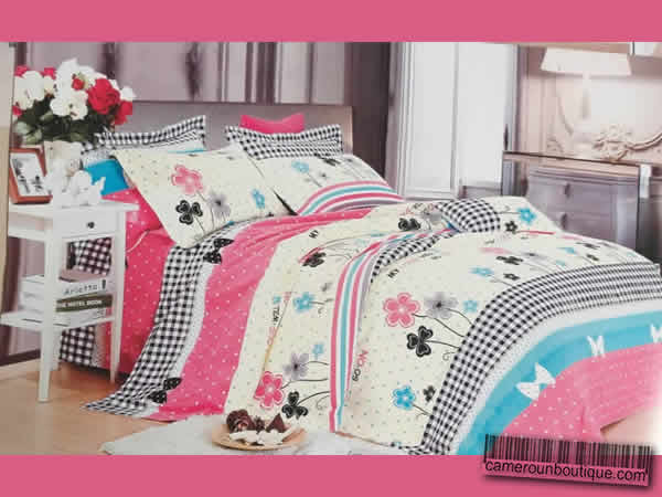 Ensemble 2 Draps 2 Taies 100% Coton Rose Fleuri Motif Ensemble 2 Draps 2 Taies 100% Coton Rose Fleuri Motif