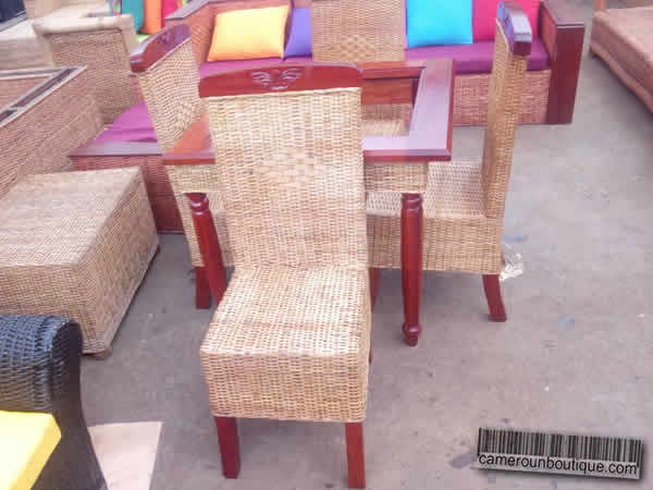 Salle a Manger en Rotin et Bois Massif de 4 Places Yaoundé Salle a Manger en Rotin et Bois Massif de 4 Places Yaoundé